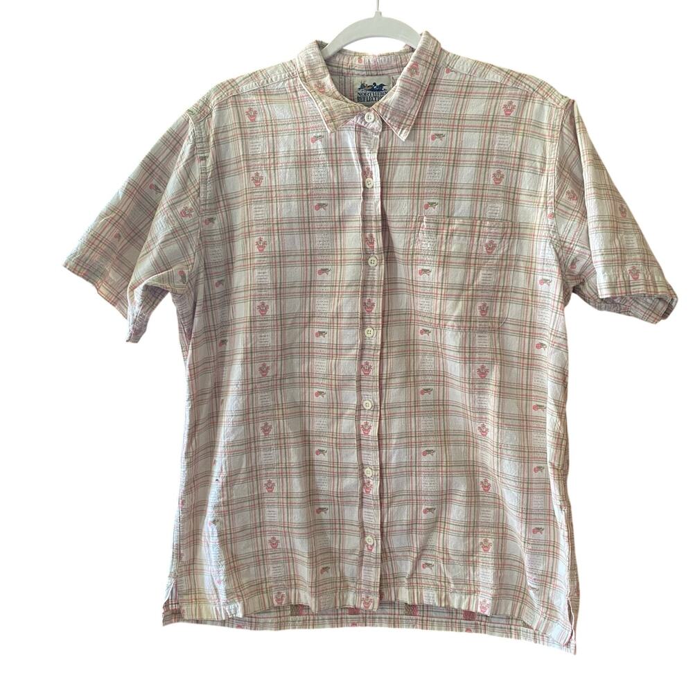 Vintage Plaid Blouse Grandma Cottage Core Northern Reflections Women’s Large